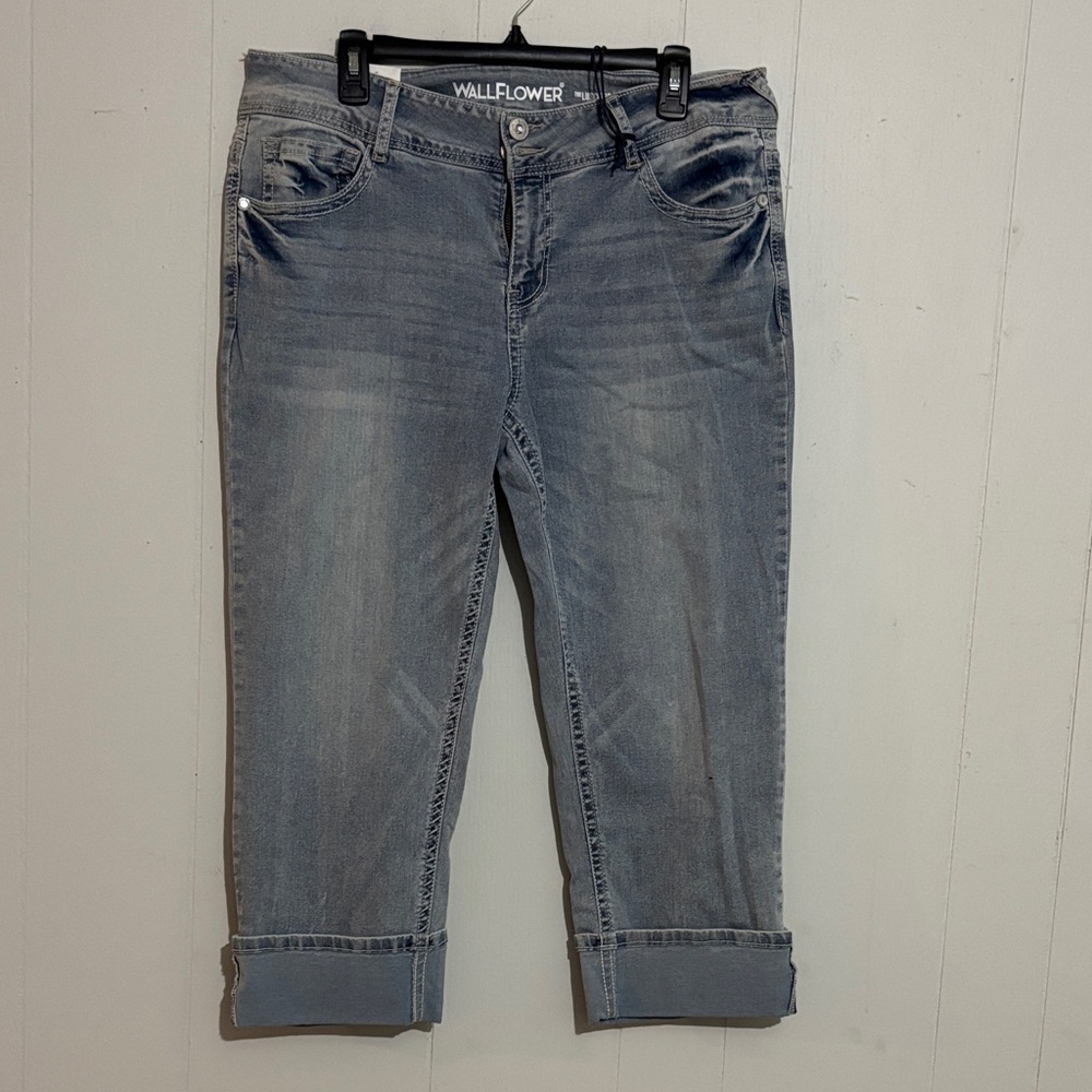 Wallflower Light Blue Cropped Roll-Cuff Jeans